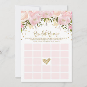 Rosa Guld Blommig Bröllopsfest Bingo spel