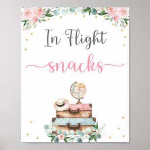 Rosa Guld Blommig Bröllopsfest Snacks Skylt