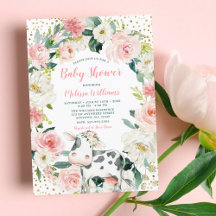 Rosa Guld Blommig Cowgirl Baby Shower