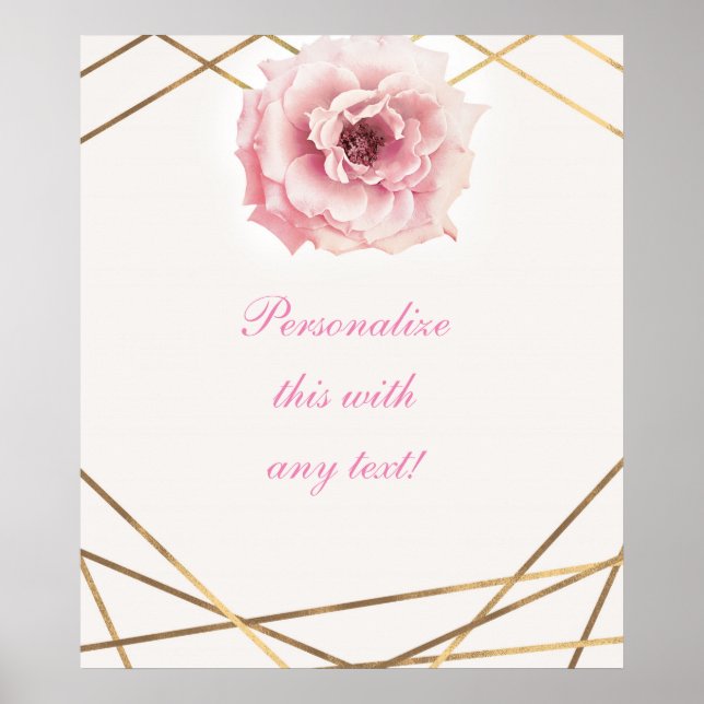 Rosa & Guld Blommig Elegant Bröllopsdusch Banner Poster (Framsidan)