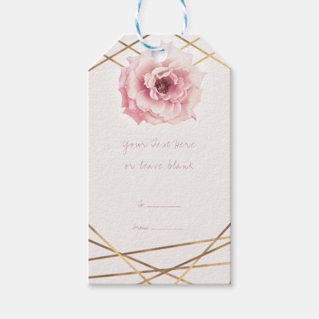 Rosa & Guld Blommig Glam Bröllopsdusch Festlig Fav Presentetikett (Framsidan)