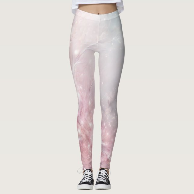 Rosa Guld Blommig Marmor Strumpbyxor Leggings (Framsida)