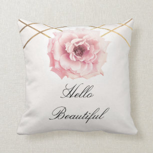 Rosa & Guld Blommig Peony Blomma Glamourös Anpassa Kudde