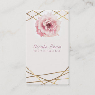 Rosa & Guld Blommig Peony Glam Elegant Chic Visitkort