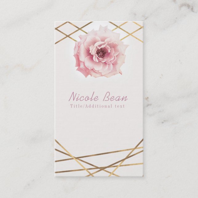 Rosa & Guld Blommig Peony Glam Elegant Chic Visitkort (Framsida)