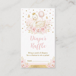 Rosa guld blommig svan prinsessa blöja lotteri bab tilläggskort