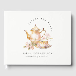 Rosa guld blommig teservis Bröllopsdusch Tesalong  Gästböcker