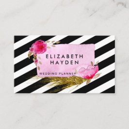 Rosa guld Blommigt affärskort Visitkort