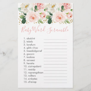 Rosa Guld Blommigt Baby Ord
