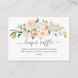  Rosa Guld Blommigt Baby Shower Diaper Raffle Tilläggskort