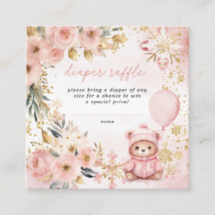 Rosa Guld Blommigt Baby Shower Diaper Raffle Tilläggskort
