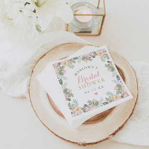  Rosa Guld Blommigt Boho Bröllop Möhippa Pappersservett