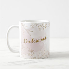 Rosa & Guld Blommigt Bridesmaid Mugg
