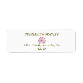 Rosa Guld Blommigt Elegant bröllop Returadress Etikett