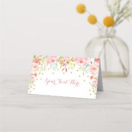 Rosa Guld Blommigt Elephant Baby Shower Birthday Placeringskort