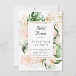 Rosa Guld Blommigt FrameTropical Möhippa Kort