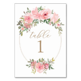 Rosa Guld Blommigt Greenery Bordsnummer