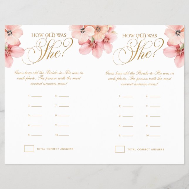 Rosa Guld Blommigt hur gammal var hon? Reklamblad (Framsidan)