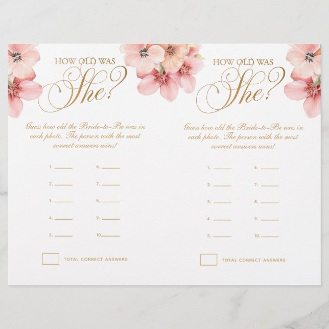 Rosa Guld Blommigt hur gammal var hon? Reklamblad (Framsidan)