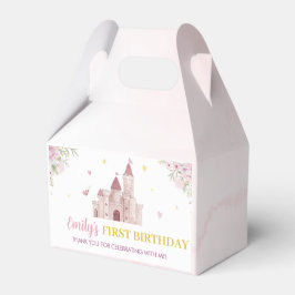 Rosa Guld Blommigt Krona Princess Birthday Favbox Presentaskar