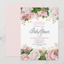  Rosa Guld Blommigt Little Girl Baby Shower