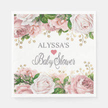  Rosa Guld Blommigt Little Girl Baby Shower