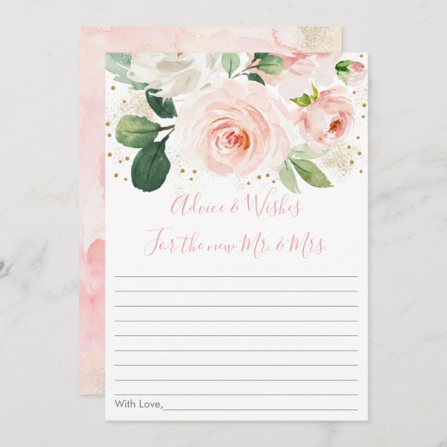  Rosa Guld Blommigt Möhippa Adapter Inbjudningar (Fram/baksida)