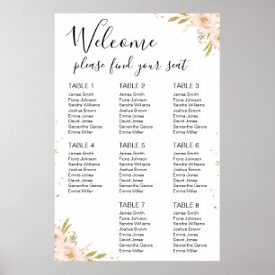Rosa Guld Blommigt Möhippa arrangemang sittplats Poster
