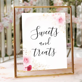 Rosa Guld Blommigt Möhippa Dessert-tecken Poster