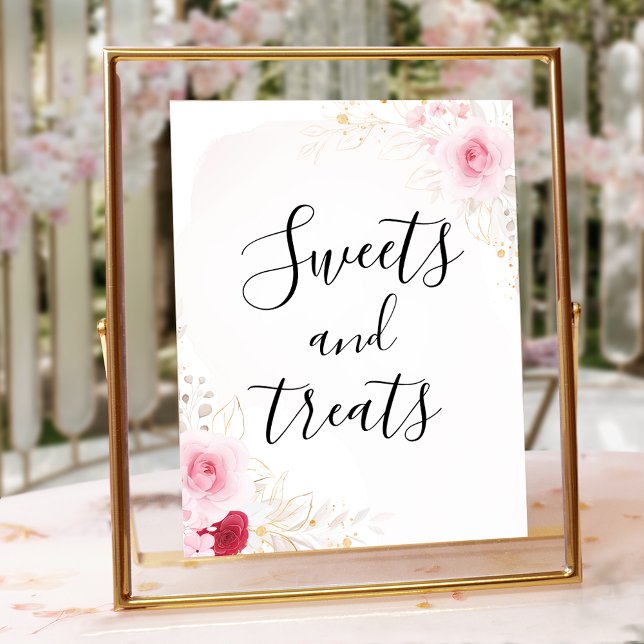 Rosa Guld Blommigt Möhippa Dessert-tecken Poster (Skapare uppladdad)