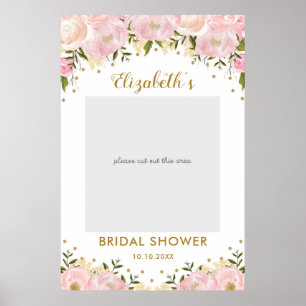 Rosa Guld Blommigt Möhippa Photo Booth Prop Poster