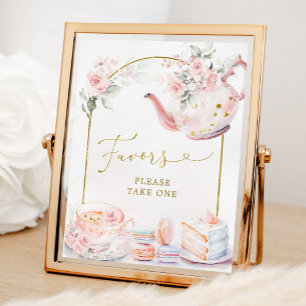 Rosa Guld Blommigt Möhippa Tea Party favors Poster