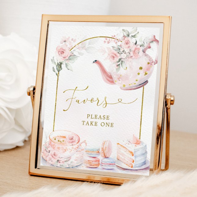 Rosa Guld Blommigt Möhippa Tea Party favors Poster (Skapare uppladdad)