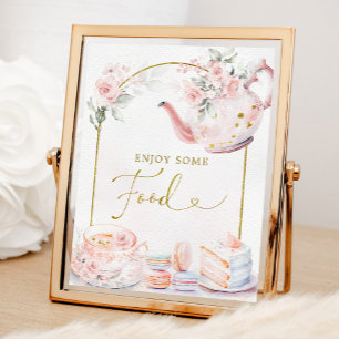 Rosa Guld Blommigt Möhippa Tea Party Food Poster