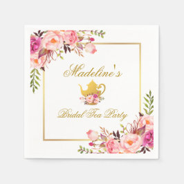 Rosa Guld Blommigt Möhippa Tea Party Pappersservett