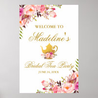 Rosa Guld Blommigt Möhippa Tea Party Välkommen L