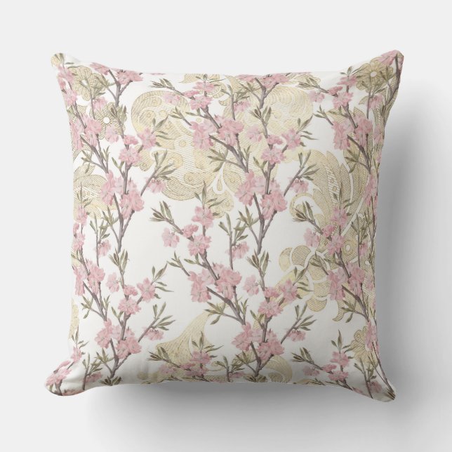 Rosa/Guld Blommigt/Polka Dot Pillow Kudde (Framsida)