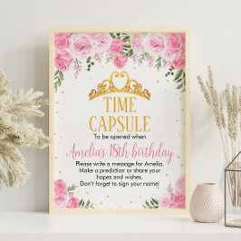 Rosa Guld Blommigt Princess Krona Time Capsule Poster