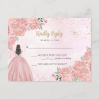  Rosa Guld Blommigt Princess Quinceañera OSA