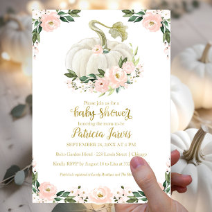 Rosa Guld Blommigt Pumpkin Fall Girl Baby Shower