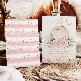  Rosa Guld Blommigt Pumpkin Girl Baby Shower Inbjudningar