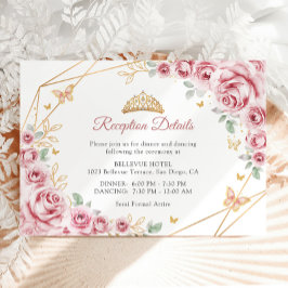 Rosa Guld Blommigt Quinceanera-information Tilläggskort