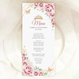Rosa Guld Blommigt Quinceanera Meny