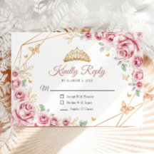 Rosa Guld Blommigt Quinceanera Reply