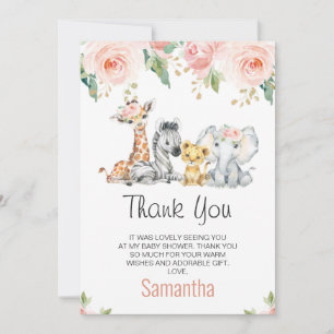 Rosa Guld Blommigt Safari Baby Shower Tack för dit Inbjudningar