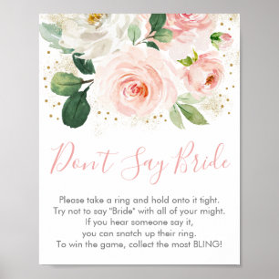  Rosa Guld Blommigt Säg inte Bride Game Poster