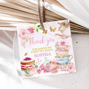 Rosa Guld Blommigt Tea Par-Tea Födelsedagsfest Squ Gåvor Etiketter