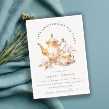 Rosa Guld Blommigt Tea Set-årsdag Tea Party
