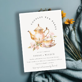 Rosa Guld Blommigt Tea Set Par Shower Tea Party Inbjudningar