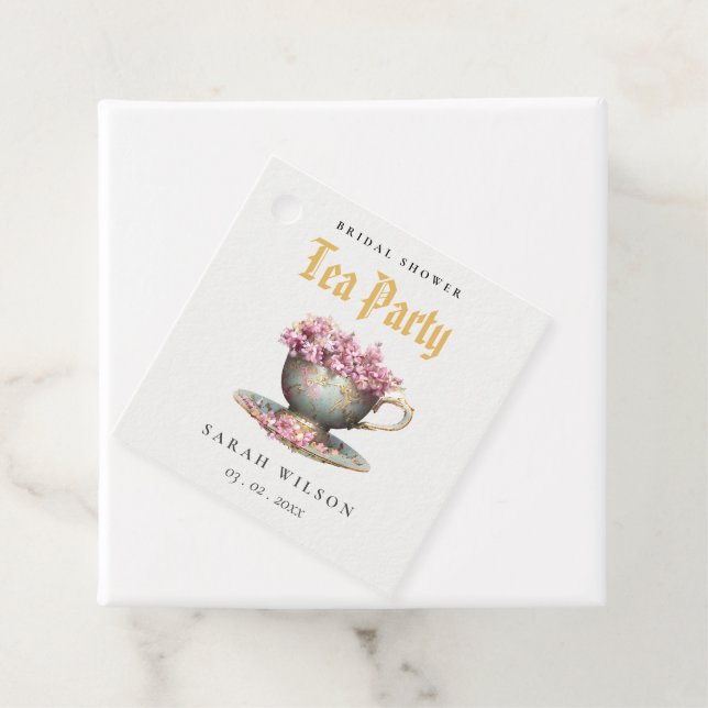 Rosa Guld Blommigt Tekopp Möhippan  Tea Party Gåvor Etiketter (På plats)
